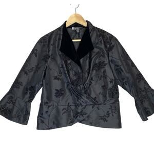 Beaded Embroidery Satin Velvet Evening Jacket XL Formal Party Dark‎ Elegance Y2K